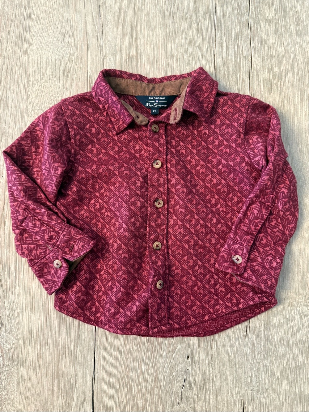 Ben Sherman 2T Maroon Patterned Flannel Button-Down Shirt